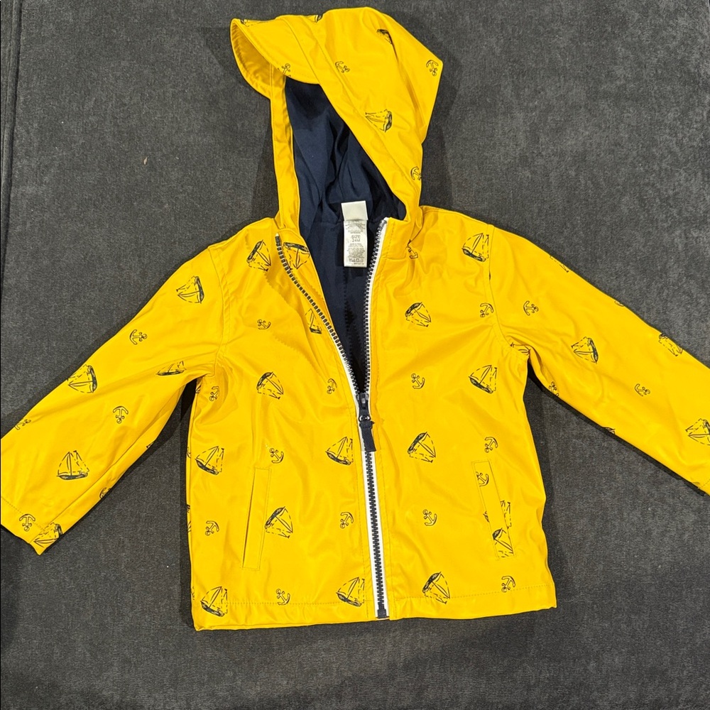 Little Me Yellow Sailboat Hooded Rain Jacket